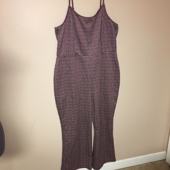Wild Fable Plaid Kick Flare Crop Jumpsuit Size XXL - Picture 2 of 8